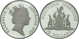 Weltmünzen und Medaillen, Australien / Australia. "Northern Territory". 10 Dollars 1992. 20,0 g. 0.925 Silber. 0.59 OZ. KM 188. Polierte Platte