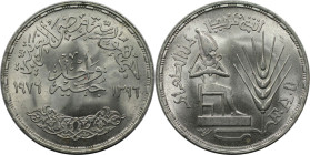 Weltmünzen und Medaillen, Ägypten / Egypt. Serie: F.A.O. - Osiris. 1 Pound 1976. 15 g. 0.720 Silber. 0.35 OZ. KM 453. Stempelglanz