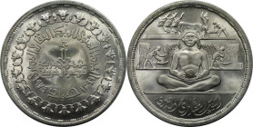 Weltmünzen und Medaillen, Ägypten / Egypt. 100 Jahre Bank of Land Reform. 1 Pound 1979. 15,0 g. 0.720 Silber. 0.35 OZ. KM 491. Stempelglanz