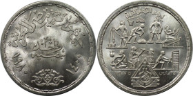 Weltmünzen und Medaillen, Ägypten / Egypt. Profession. 1 Pound 1980. 15,0 g. 0.720 Silber. 0.35 OZ. KM 510. Stempelglanz