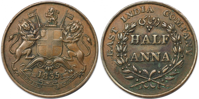 Weltmünzen und Medaillen, Indien / India. Britisch - Indien. Half Anna 1835. Kup...