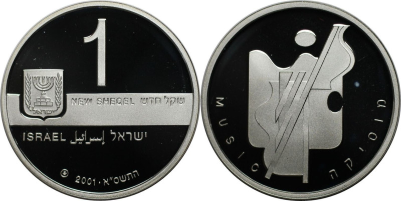 Weltmünzen und Medaillen, Israel. Musilkinstrumente. 1 New Sheqel 2001. 14,40 g....