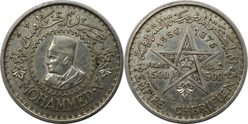 Weltmünzen und Medaillen, Marokko / Morocco. Mohammed V. 500 Francs 1956 (AH1376...