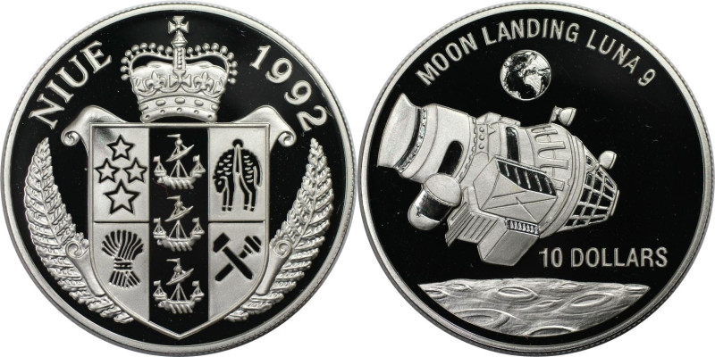 Weltmünzen und Medaillen, Niue. "Luna 9 Mondlandung". 10 Dollars 1992. 31,43 g. ...