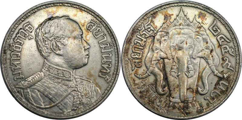 Weltmünzen und Medaillen, Thailand. Rama VI. 1 Baht 1916. Silber. KM Y 45. Vorzü...