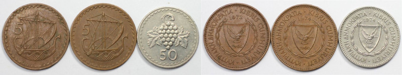 Weltmünzen und Medaillen, Zypern / Cyprus, Lots und Sammlungen. 5 Mils 1972, 5 M...