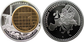 Medaillen und Jetons, Gedenkmedaillen. Niederlande / Netherlands. Kinderdijk Windmolens. Medaille Europäische Währung mit Inlay 1 Gulden 1982. Poliert...