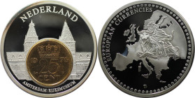 Medaillen und Jetons, Gedenkmedaillen. Niederlande / Netherlands. Amsterdam Rijksmuseum. Medaille Europäische Währung mit Inlay 25 Gulden 1976. Polier...