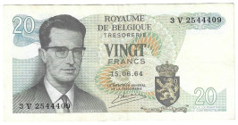 Banknoten, Belgien / Belgium. Baudouin I. 20 Francs 15.06.1964. Pick 138. II