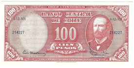 Banknoten, Chile. 100 Pesos 1960-1961. Pick 127a-2. I