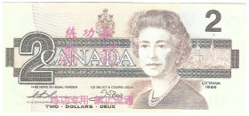 Banknoten, China. Canadees training Bankbiljetten voor personen, Chinese Banken. 2 Dollars. Ottawa 1986. Unc
