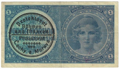 Banknoten, Deutschland / Germany. Drittes Reich, Böhmen und Mähren. 1 Krone ND (1940). Ro.556b, mit Maschinenstempel. III