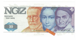 Banknoten, Deutschland / Germany. Testbanknoten DM-Währung. NGZ Testnote 10. UNC