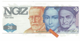 Banknoten, Deutschland / Germany. Testbanknoten DM-Währung. NGZ Testnote 20. UNC