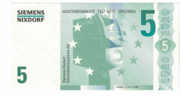 Banknoten, Deutschland / Germany. MUSTERBANKNOTE TEST NOTE SPECIMEN SIEMENS-NIXDORF. Testnote 5 Euro. UNC