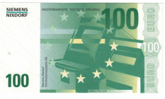 Banknoten, Deutschland / Germany. MUSTERBANKNOTE TEST NOTE SPECIMEN SIEMENS-NIXDORF. Testnote 100 Euro. UNC