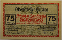 Banknoten, Deutschland / Germany. Notgeld Halberstadt (Provinz Sachsen / Sachsen-Anhalt). 75 Pfennig 11.09.1921. G/M 503.1a. I-II