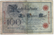 Banknoten, Deutschland / Germany. Deutsches Reich. Reichsbanknote 100 Mark 1898. Ro.17. IV