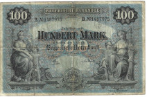 Banknoten, Deutschland / Germany. Bayern - Bayerische Notenbank. 100 Mark 1900 Länder-Banknote. BAY-3. III