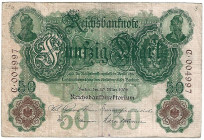 Banknoten, Deutschland / Germany. Deutsches Reich. Reichsbanknote 50 Mark 1906. Ro.25a. III