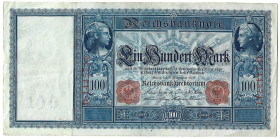 Banknoten, Deutschland / Germany. Deutsches Reich. Reichsbanknote 100 Mark 1909. Ro.38. III