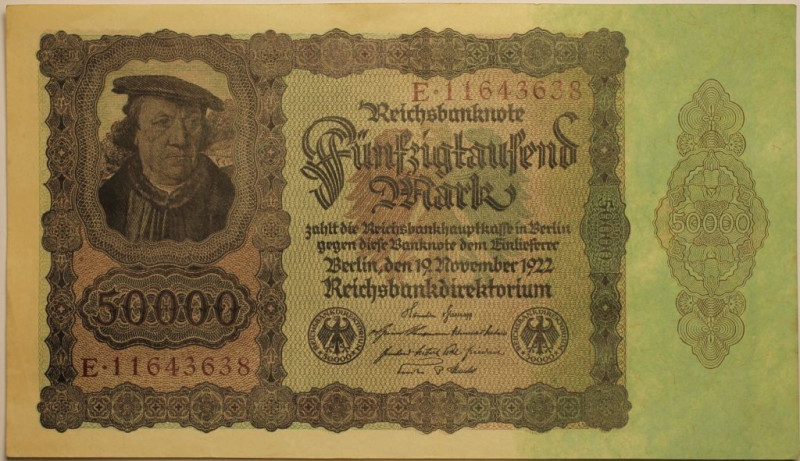 Banknoten, Deutschland / Germany. Notgeld, Berlin, Reichsbanknote. 50 000 Mark 1...