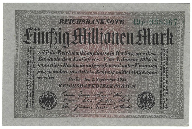 Banknoten, Deutschland / Germany. Deutsches Reich, Weimarer Republik. Reichsbank...