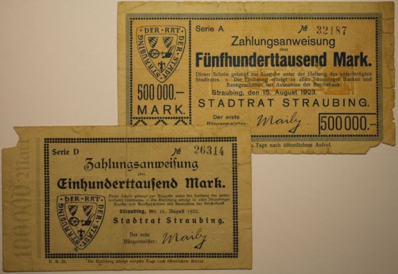 Banknoten, Deutschland / Germany, Lots und Sammlungen. Notgeld Straubing, Inflat...