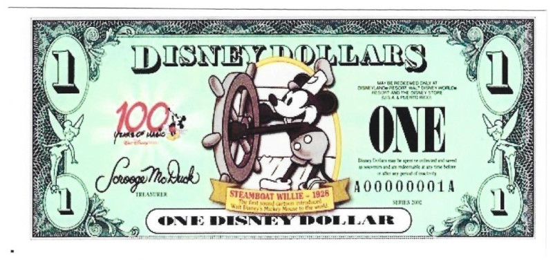 Banknoten, Fantasy Spielgeld / Fantasy play money. Serie: Helden aus Disneyland....