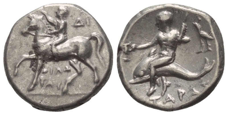 Kalabrien. Tarent.

 Didrachme oder Nomos (Silber). Ca. 272 - 240 v. Chr.
Vs:...