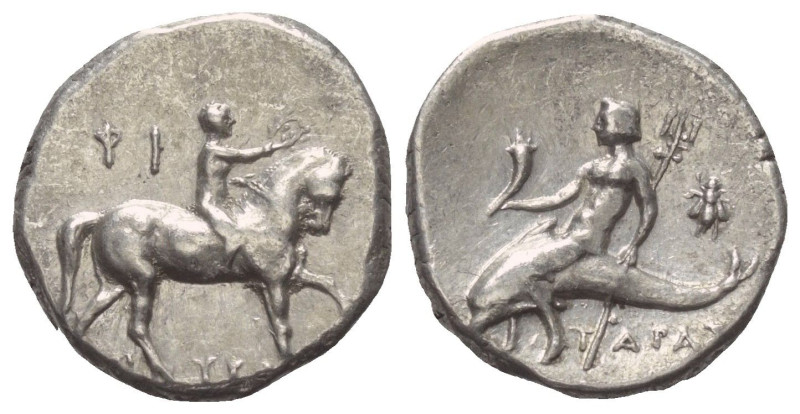 Kalabrien. Tarent.

 Didrachme oder Nomos (Silber). Ca. 272 - 240 v. Chr.
Vs:...