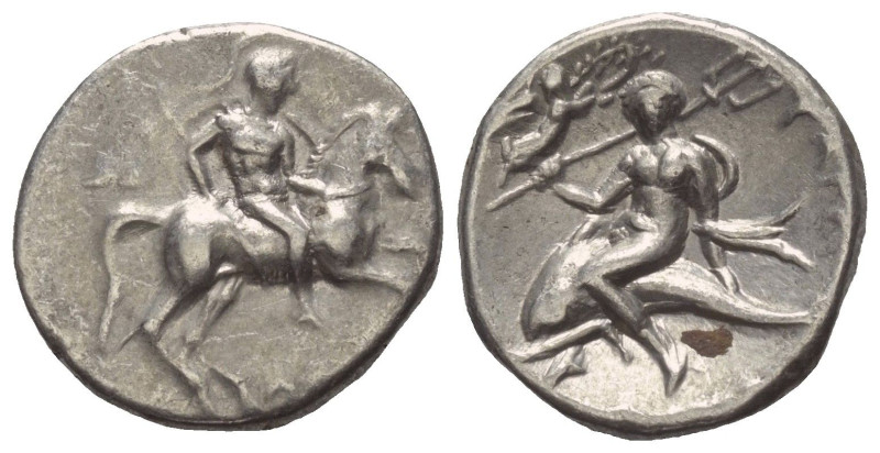 Kalabrien. Tarent.

 Didrachme oder Nomos (Silber). Ca. 272 - 240 v. Chr.
Vs:...