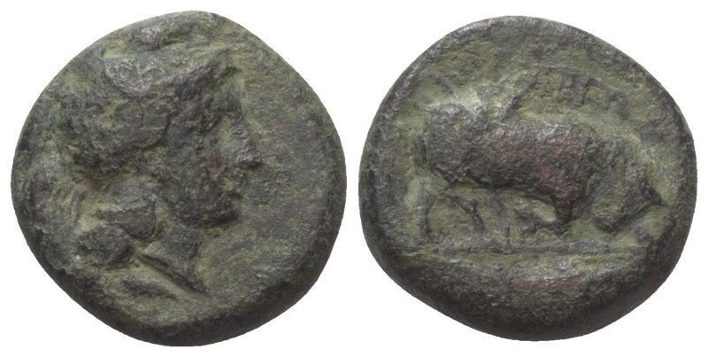 Lukanien. Thourioi.

 Bronze. Ca. 415 - 400 v. Chr.
Vs: Kopf der Athena mit k...