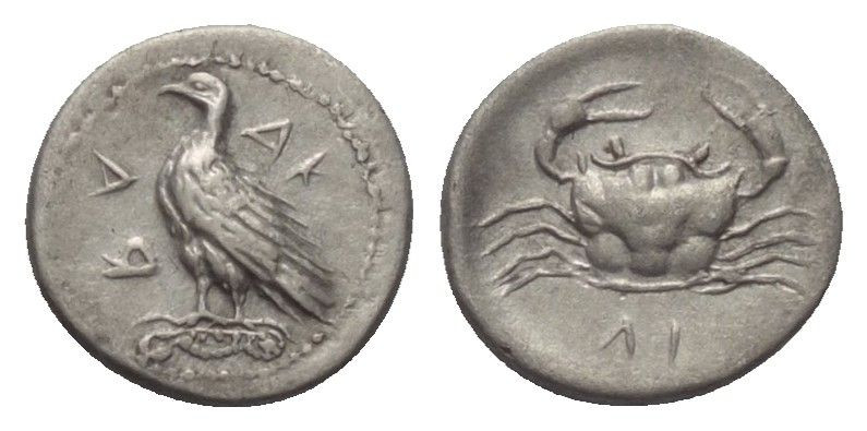 Sizilien. Akragas.

 Litra (Silber). Ca. 450 - 439 v. Chr.
Vs: Adler mit ange...
