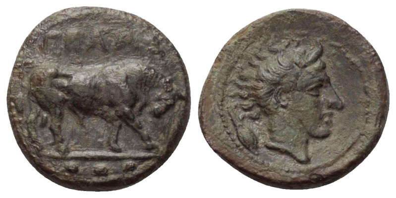 Sizilien. Gela.

 Bronze (Trionkion). Ca. 420 - 405 v. Chr.
Vs: Stier nach re...