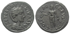 Thrakien. Deultum. Tranquillina (Kaiserin 241 - 244 n. Chr.).

 Bronze.
Vs: Drapierte Büste der Tranquillina mit Diadem rechts.
Rs: Apollon mit Zw...