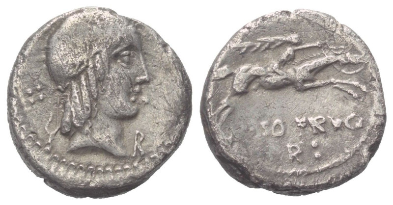 L. Calpurnius Piso Frugi.

 Denar (Silber). 90 v. Chr. Rom.
Vs: Kopf des Apol...