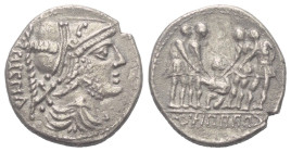 Prägungen des Bundesgenossenkrieges. C. Papius.

 Denar (Silber). ca. 90 v. Chr. Mobile Münzstätte des Papius in Kampanien.
Vs: Links Legende in Os...
