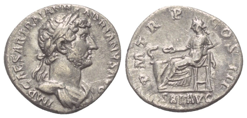 Hadrianus (117 - 138 n. Chr.).

 Denar (Silber). 123 n. Chr. Rom.
Vs: IMP CAE...