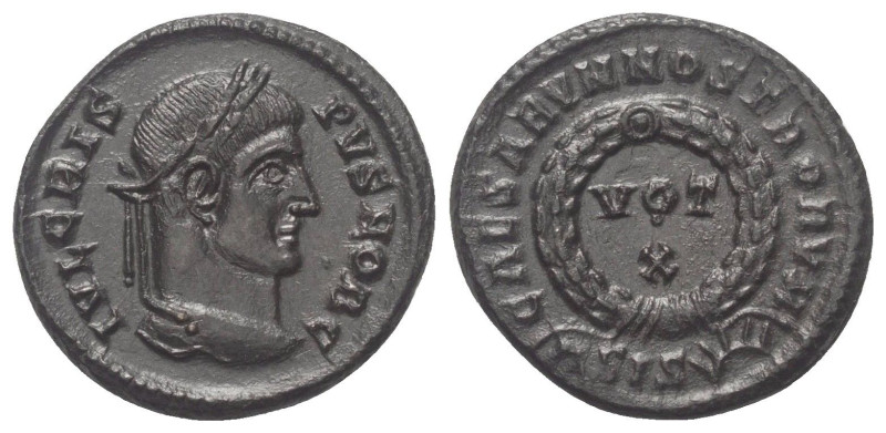 Crispus (Caesar 317 - 326 n. Chr.).

 Follis. 321 - 324 n. Chr. Siscia.
Vs: I...