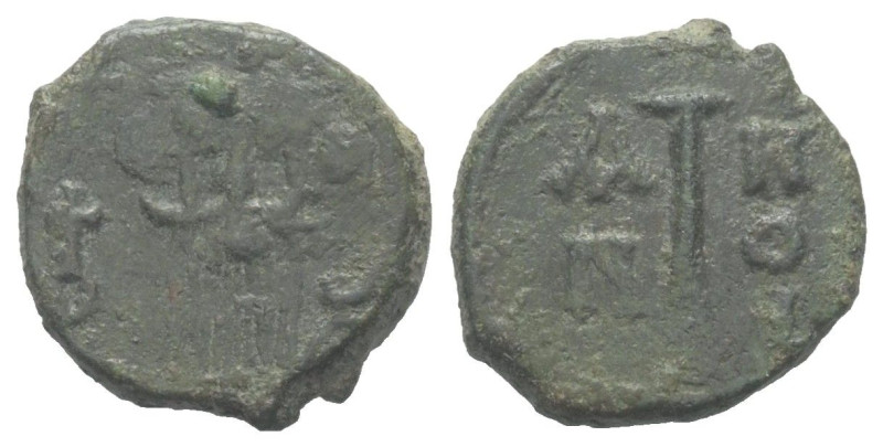 Constans II. (641 - 668 n. Chr.).

 Dekanummion (Bronze). Syrakus.
Überprägun...