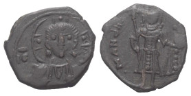 Manuel I. Comnenus (1143 - 1180 n. Chr.).

 Halb-Tetarteron (Bronze). Thessalonica.
Vs: Büste des jugendlichen Christus mit Kreuznimbus.
Rs: Der K...