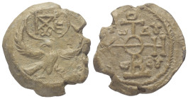 Byzantinische Siegel. Beamtensiegel. Paulos, Eparchos.

 Bleisiegel. Ca. 680 / 720 n. Chr.
Vs: Blockmonogramm (Paulos Ep) über Adler mit gespreizte...