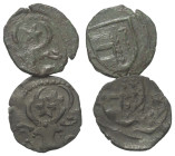 Moldau - Fürstentum (1354 - 1854). Alexandru cel Bun (1400 - 1432).

 Obol (Kupfer).
Typ V.

Lot (2 Stück):
Vs: Stierkopf, links davon Rosette, ...