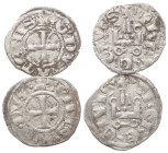Achaia - Fürstentum. Guy I. de La Roche (1280 - 1287).

 Denar (Silber).
Lot (2 Stück):
Vs: + G DVX ATENES. Kreuz.
Rs: + ThEBE CIVIS. Stilisierte...