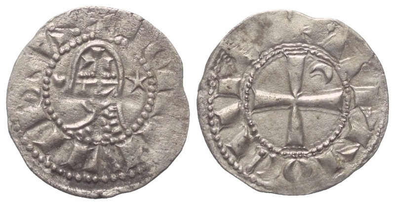 Antiochia - Fürstentum. Bohemund III. (1163 - 1201).

 Denar (Silber).
Vs: He...