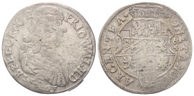Brandenburg-Preußen. Friedrich Wilhelm, der Große Kurfürst (1640 - 1688).

 1/3 Taler (Silber). 1674 GF. Krossen.
Vs: Büste rechts.
Rs: Bekröntes ...