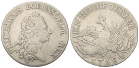 Brandenburg-Preußen. Friedrich II., der Große (1740 - 1786).

 Taler (Silber). 1784 A. Berlin.
Vs: Kopf rechts.
Rs: Bekrönter Adler über Waffen.
...