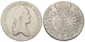 Sachsen - Albertiner (ab 1485). Kurfürstentum (1547 - 1806). Friedrich August III. (1768 - 1806).

 2/3 Taler (Silber). 1786. Dresden.
Vs: Kopf rec...
