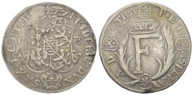 Sachsen-Gotha-Altenburg. Friedrich I. und seine Brüder (1675 - 1680).

 2/3 Taler (Silber). 1679. Gotha.
Vs: Vierfeldiges Wappen mit Herzschild, da...